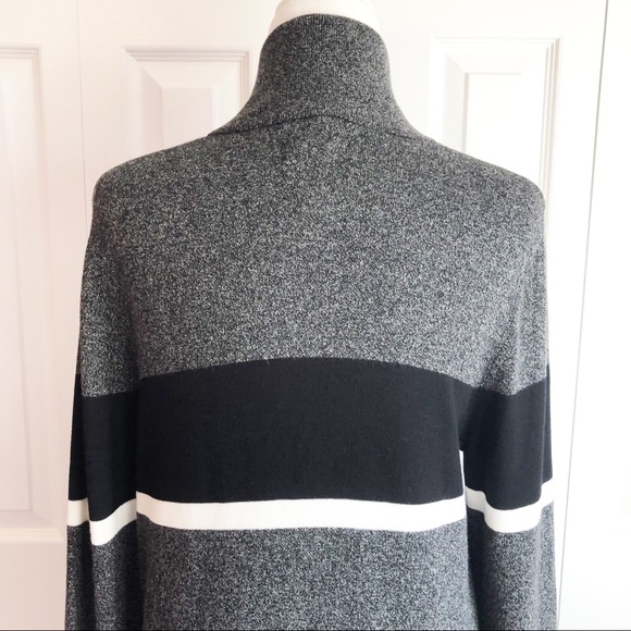 H&M Charcoal Gray Stripe Print 1/4 Zip Sweater Pullover Small - Picture 15 of 16